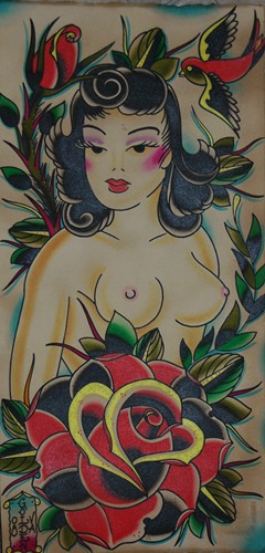 Tattoos - SAILOR JERRY GIRL AND ROSE - 31808